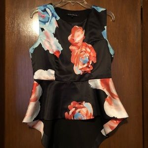Flowered Peplum Top